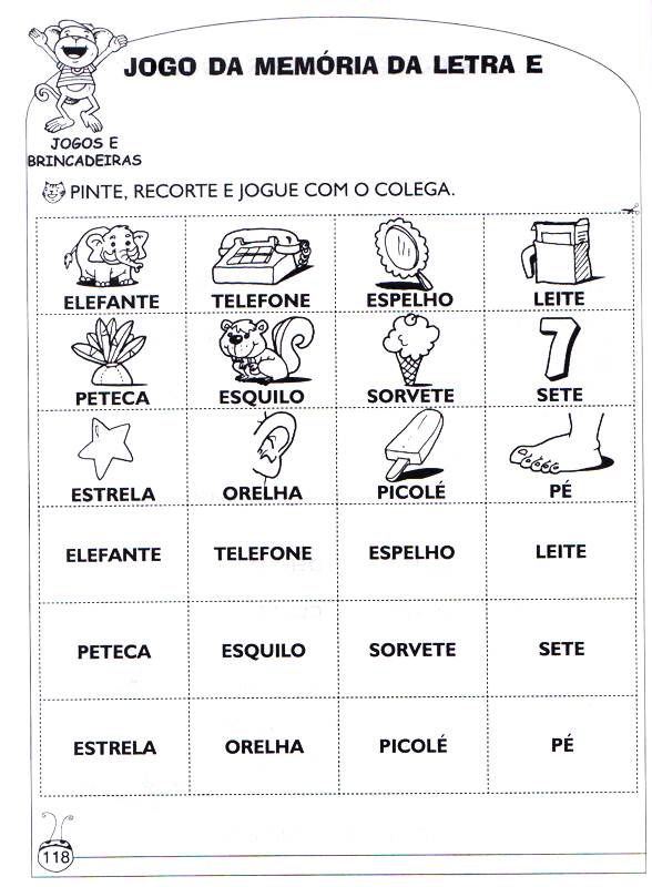 Atividades de Alfabetização - Jogo da memória — SÓ ESCOLA